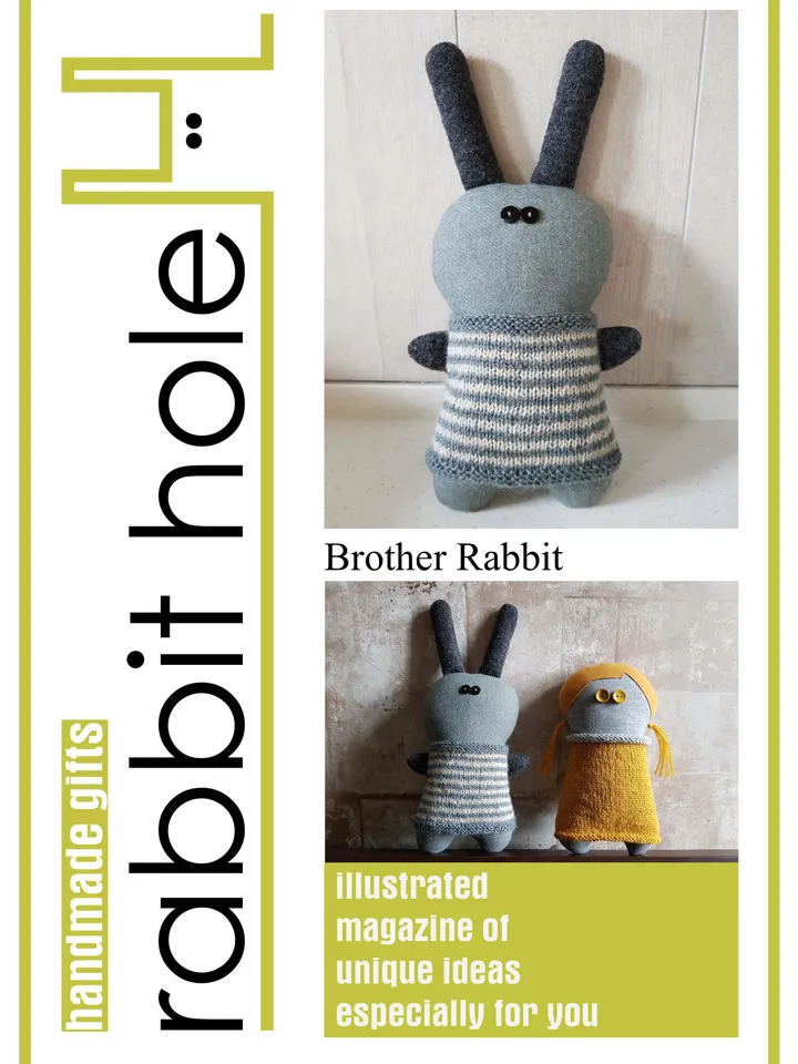 Stuffed rabbit sewing and knitting patterns PDF, 2 tutorials in English
