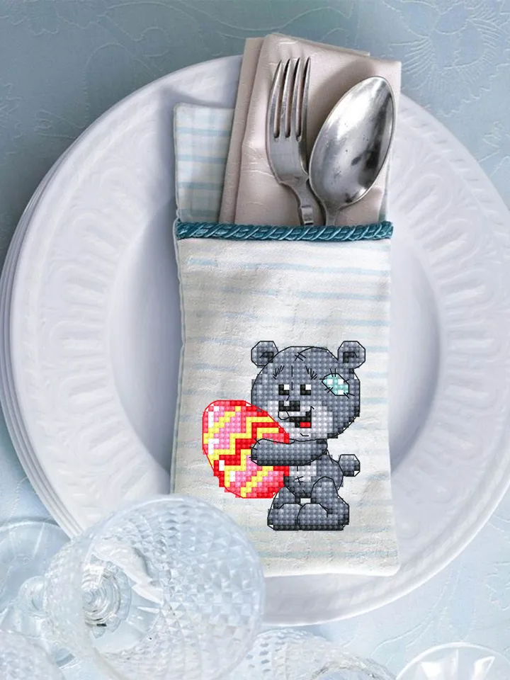 Small bear cross stitch pattern download PDF Easter cross stitch chart, Easter egg cross stitch, Easter ornament, Easter home decor #T3