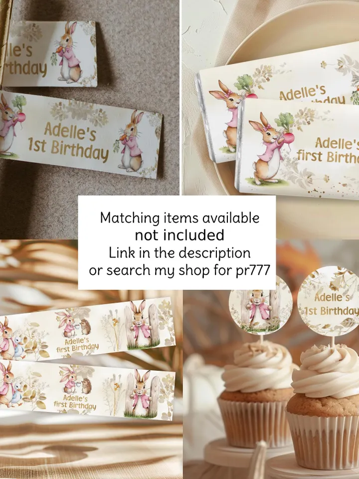 Editable and Printable Custom Sign template for 1st Baby Birthday party in Peter Rabbit style instant download and unlimited access pr777