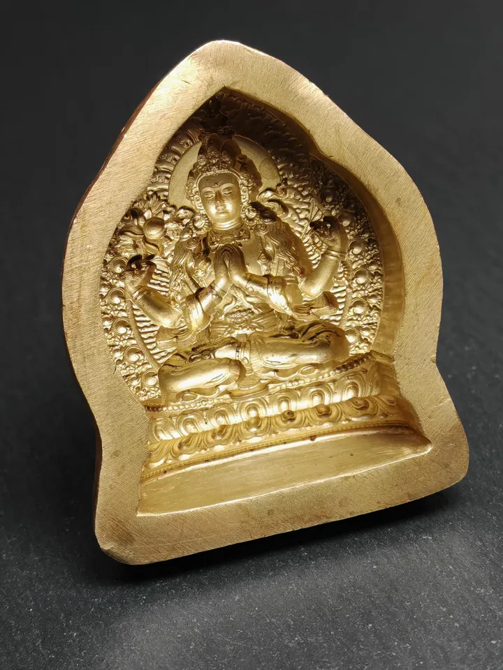 Chenrezig Tsa Tsa Mold,Old Version 4.5cm Height, Gandhanra Unique Tibetan Buddha Statue ,Mould For Making Clay Statue,Tsha Tsha