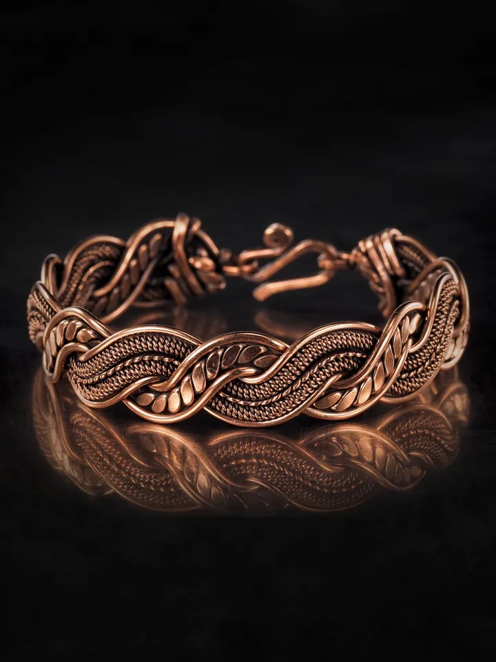 Copper wire wrapped bracelet for woman 7th Anniversary gift Small size bracelet