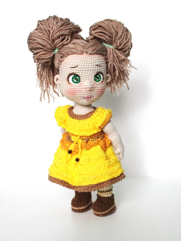 Doll crochet pattern PDF in English Amigurumi winter clothes doll DIY gift for baby girl