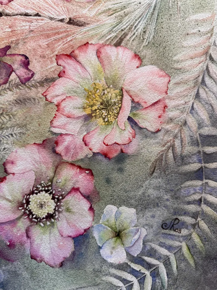 Wildflowers Original Painting Floral Watercolor Painting Neutral Beige Floral Art