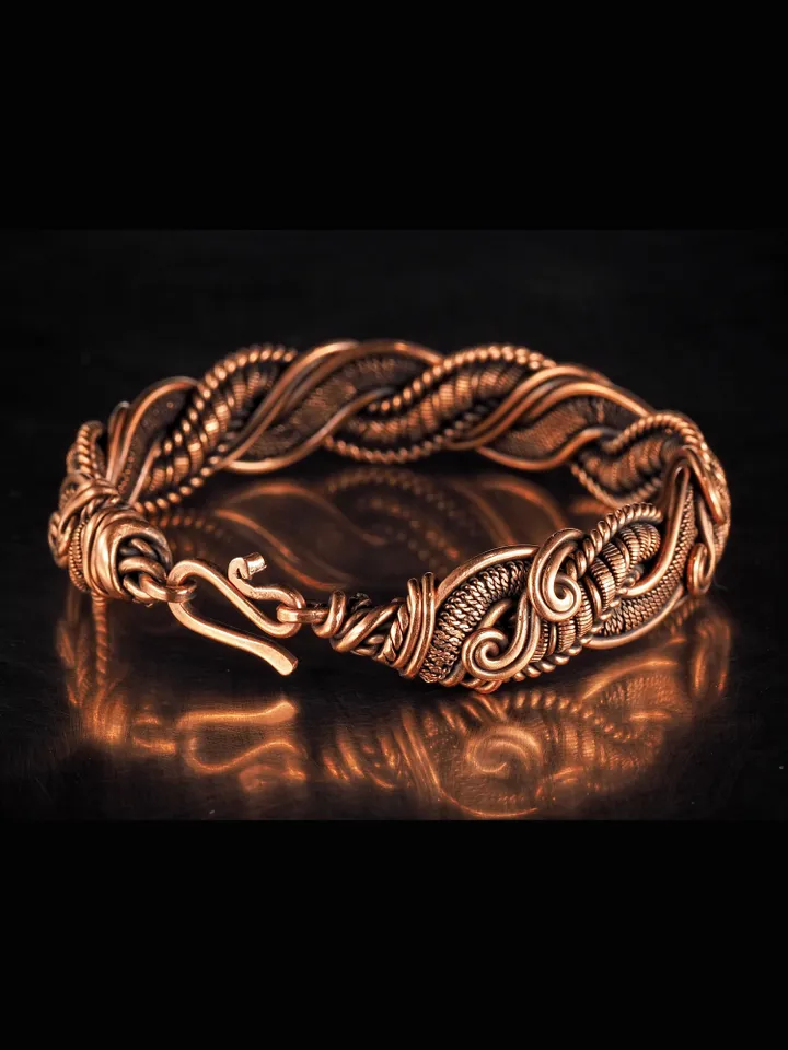 Unique handmade copper wire wrapped bracelet for woman Woven wire copper jewelry Wire wrap art copper jewelry Handmade