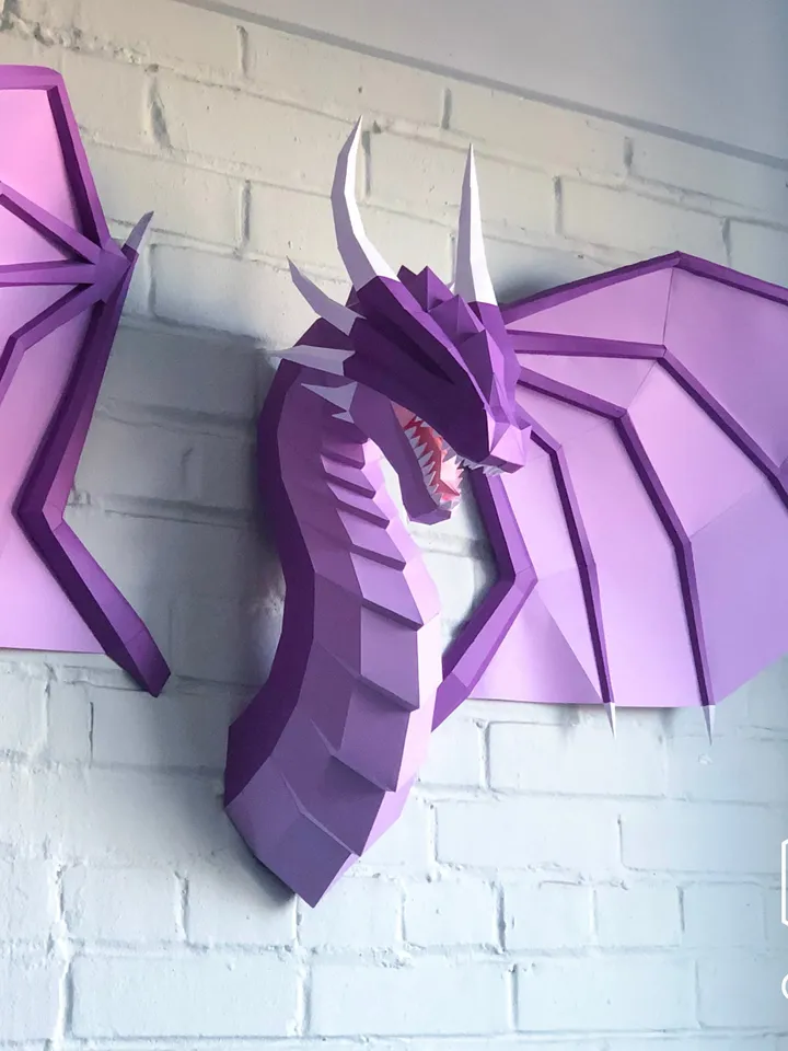 Papercraft Awesome Dragon With Wings, Digital Template, PDF Download, Gurko, 3D Low Poly, Pepakura, DIY Origami Sculpture, Paper Decor, Gift
