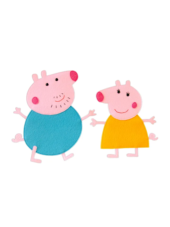 Peppa Pig family and friends from felt, PDF Pattern and Tutorial
