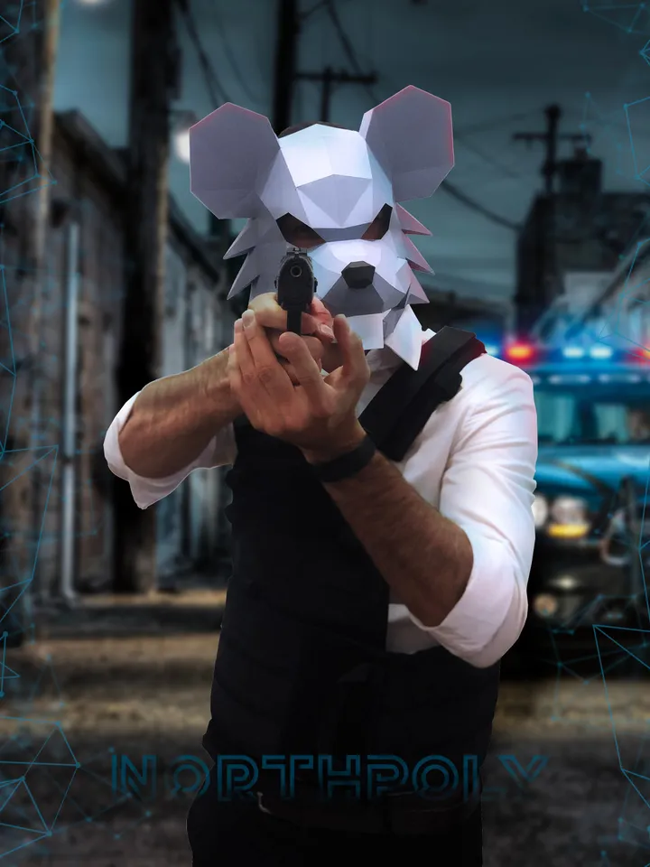 Mouse Mask Papercraft, Rat, Digital Template, PDF Download, Gurko, 3D Low Poly Animal Mask, DIY Origami, Pepakura, Paper Mask, DIY Costume