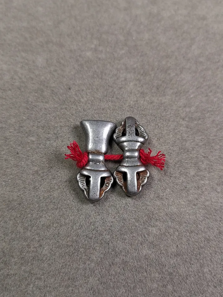 Gandhanra Handmade Tibetan Amulet Pendant,Mini Vajra and Dorje Bell, Mala Marker Bead Accessories, Made of Cold Iron