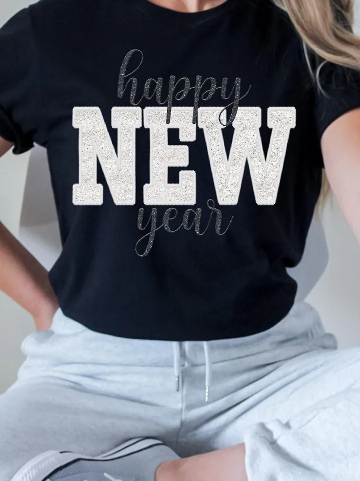 Happy New Year PNG | Holidays, New Year, Sequins, Glitter | Instant Sublimation Download | Digital Shirt Design