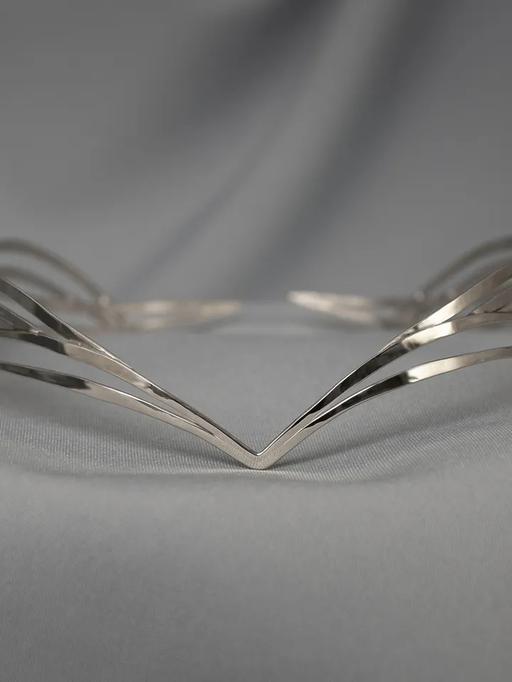 Stylish futuristic fantasy tiara Silver cyberpunk Elf diadem cosmic elven Headpiece wedding Bridal circlet Maat