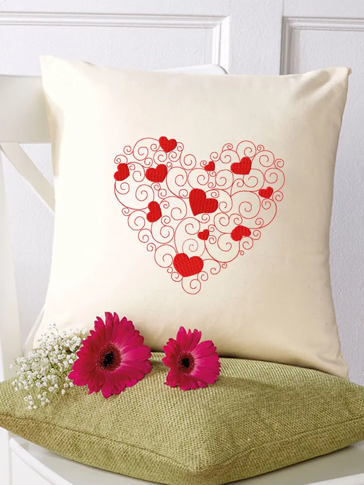 Heart Scroll Embroidery design Machine embroidery pattern 5 sizes, Embroidery files heart ornament instant download, Valentine heart #R23
