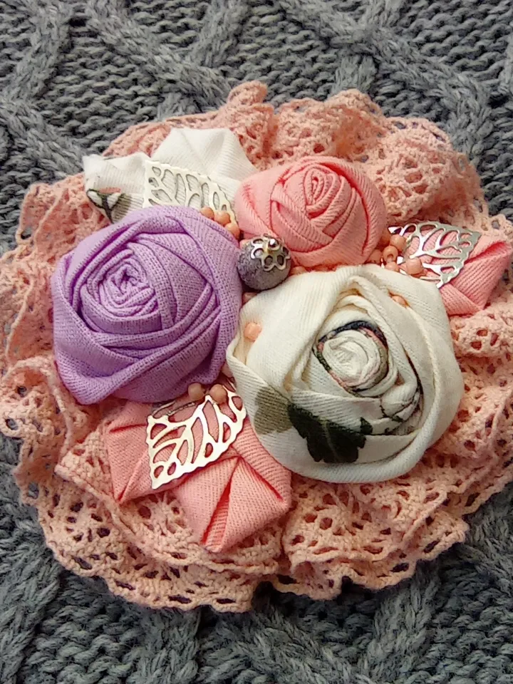Handmade Floral Textile Brooch