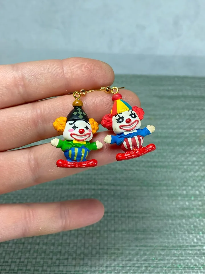 Clown earrings. Handmade jewelry.