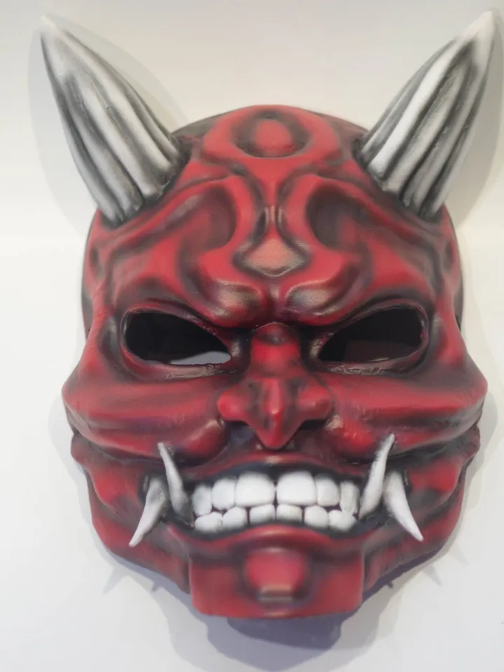 Japanese Oni Mask, red oni mask, wearable mask, tengu mask, kabuki mask, japanese demon mask, japanese theater, demon mask