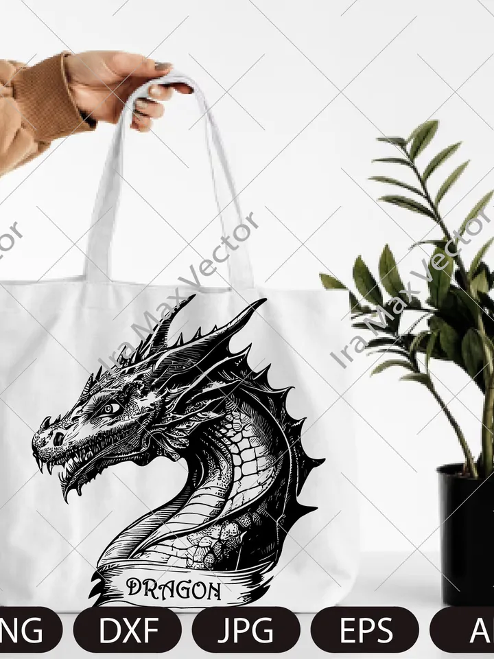 Dragon head svg, Dragon portrait svg, Dragon face svg, Dragon detailed, Dragon vector, instant digital download