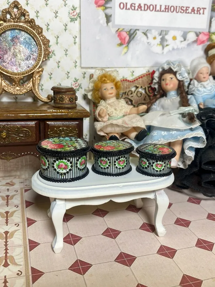 Dollhouse Storage Box Set. Handmade. 1:12. Dollhouse Accessories.