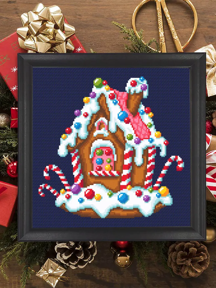 Gingerbread house cross stitch pattern download PDF Christmas pattern digital PDF Gingerbread cookies cross stitch chart Happy New Year #N39