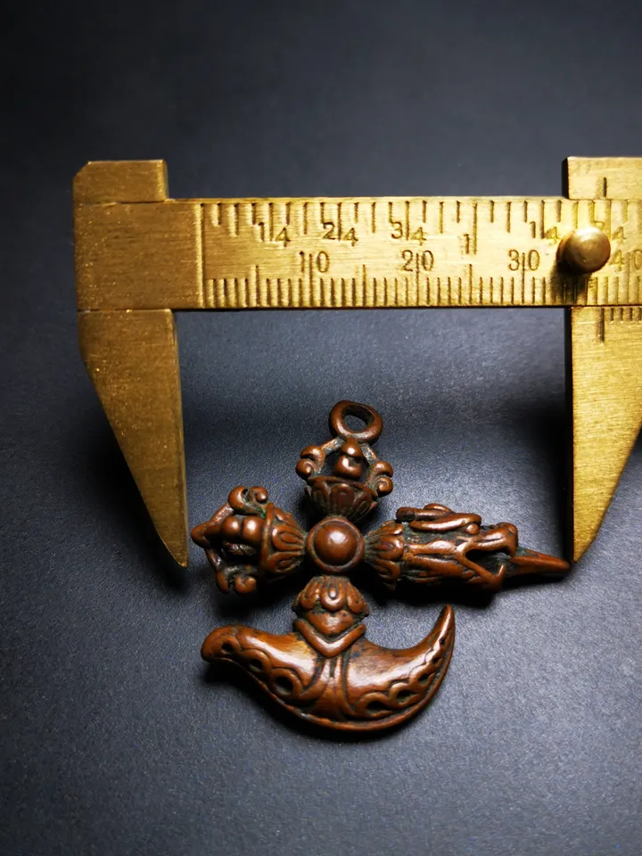 Gandhanra Antique Tibetan Amulet,Cross Kartika(knife of the dakinis) and Kila(Dorje Phurba), Trantic Buddhism Dharma, 60 Years Old.