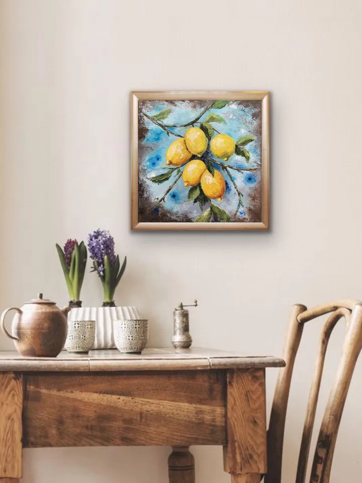 Lemons Original Painting Fruits Oil Painting Kitchen Still life Food Painting