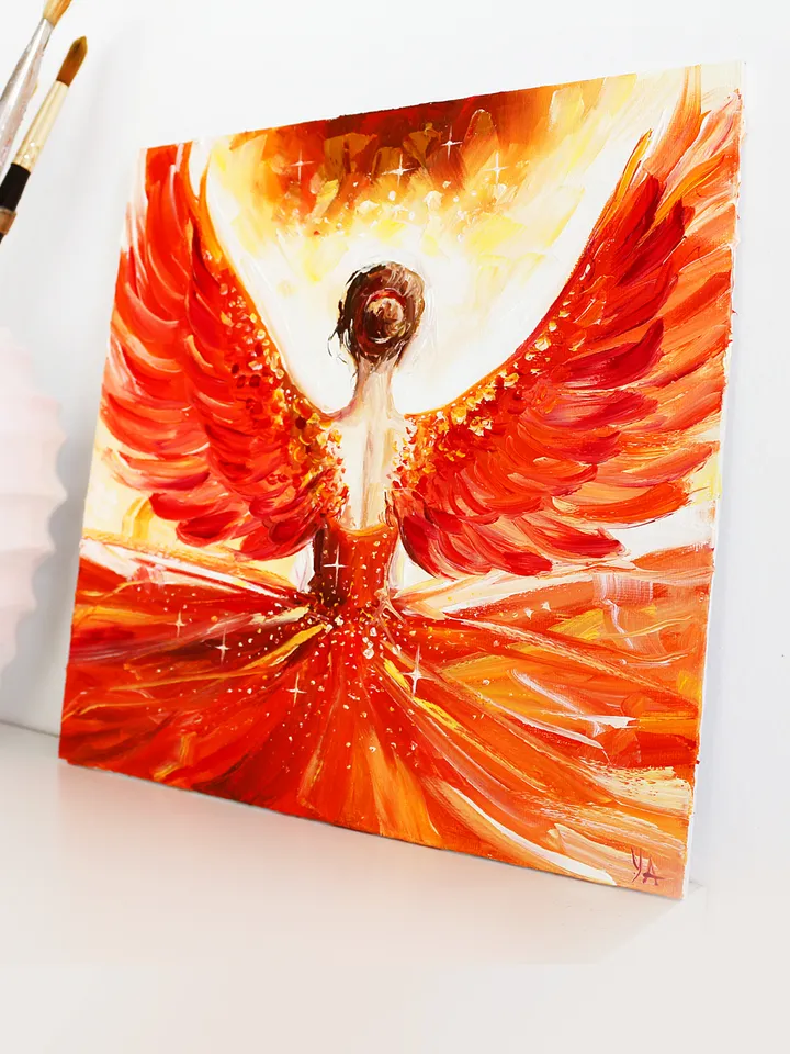 Phoenix Goddess Oil Painting Woman Phoenix Art Original Phoenix Angel Artwork Phoenix Girl Wall Art . MADE TO ORDER