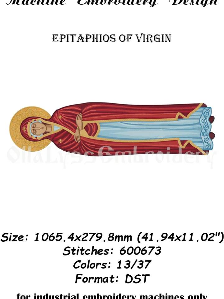 Epitaphios of Virgin embroidery design