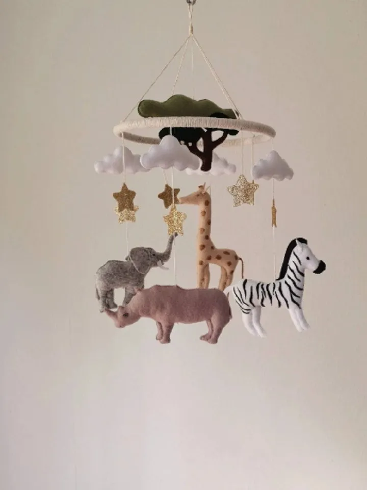 Jungle theme baby mobile, Safari mobile, crib mobile, Neutral mobile