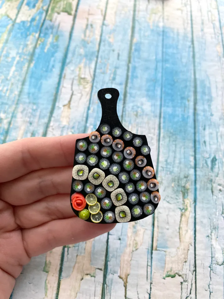 Magnet Miniature Sushi Board with Polymer clay Souvenir