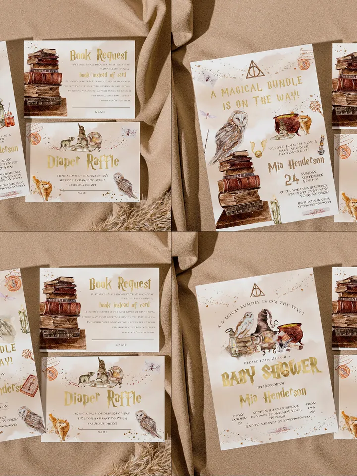 Wizard Baby Shower Bundle; Magic School Baby Shower Invitation Bundle; WP66