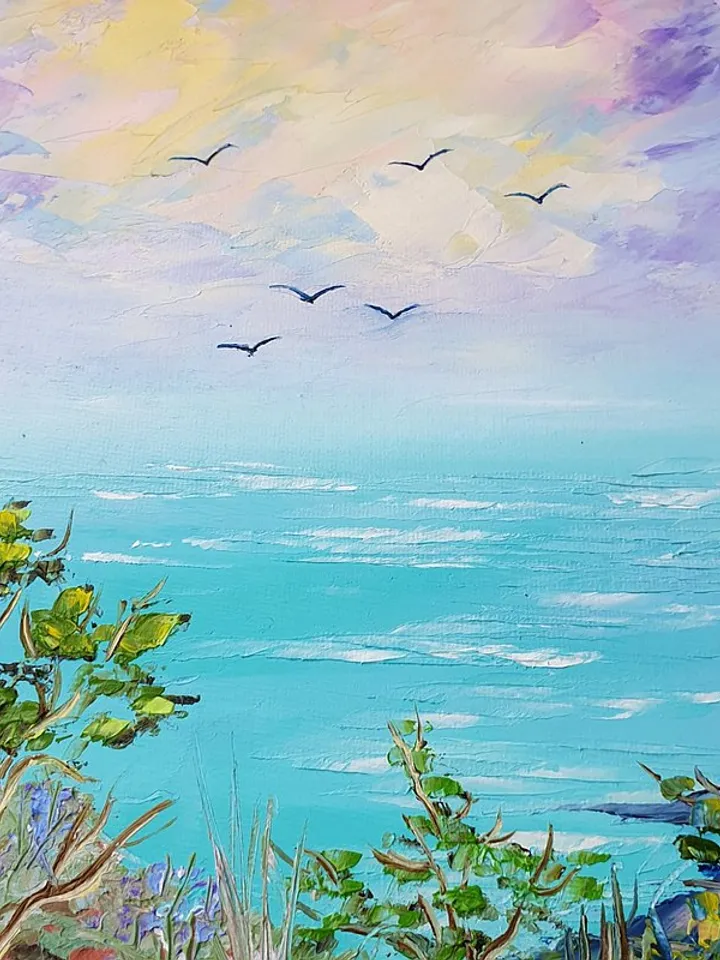 Seascape Painting Landscape Original Art Beach Wall Art Impasto Oil Painting
