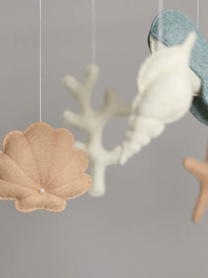 Handcrafted Whale and Ocean Themed Felt Baby Mobile - Customizable Nursery Decor