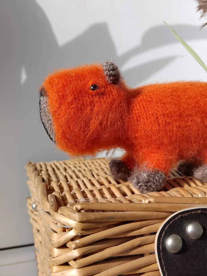 Capybara soft toy orange cute. Holiday gift. Stuffed capybara plush toy
