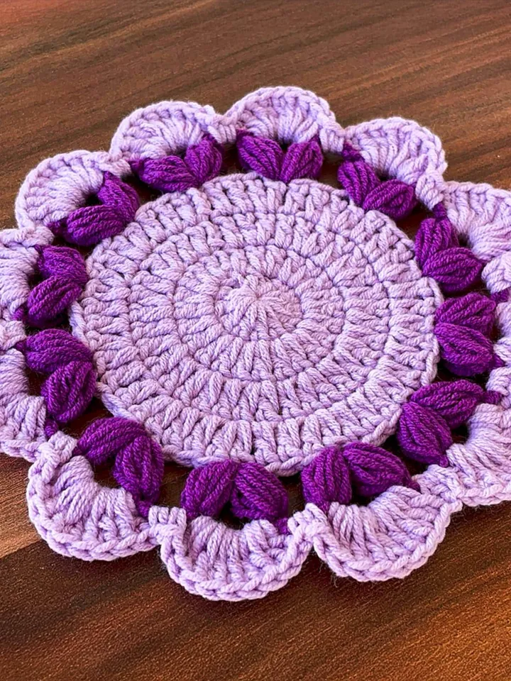 Elegant 3D Crochet Doily Pattern PDF, Vintage Floral Table Mat, Handmade Decorative Coaster, Textured Lace Placemat DIY, Instant Download
