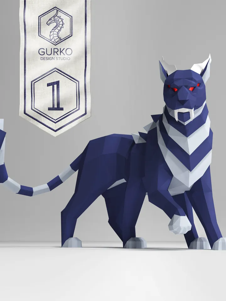 Chimera Cat Papercraft, Cat, Digital Template, PDF Download, Gurko, Low Poly, Pepakura, Origami Sculpture, Paper Party Decoration, DIY Gift