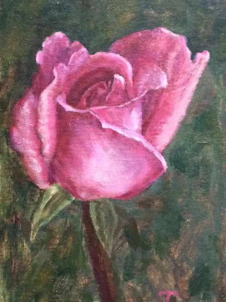 "Rose" oil small painting flower stilllife original wall art picture artwork floral