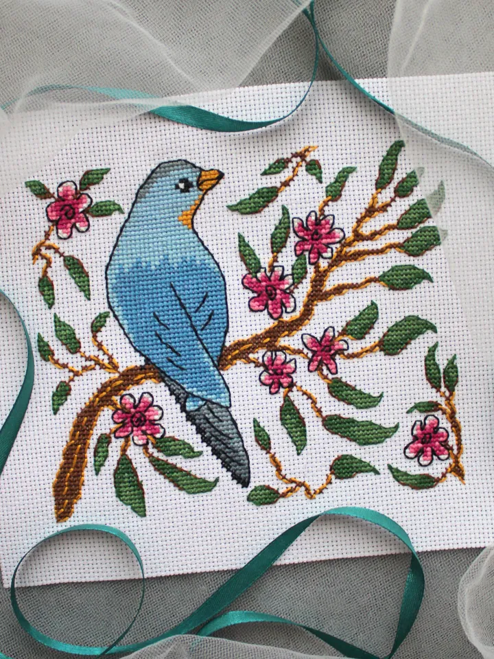 Cross stitch pattern Bird on a branch, cross stitch pattern PDF