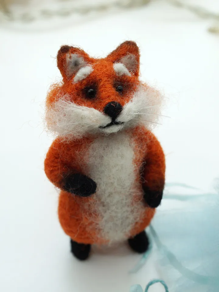 Dana the fox, miniature needle felted animal, ships from the US