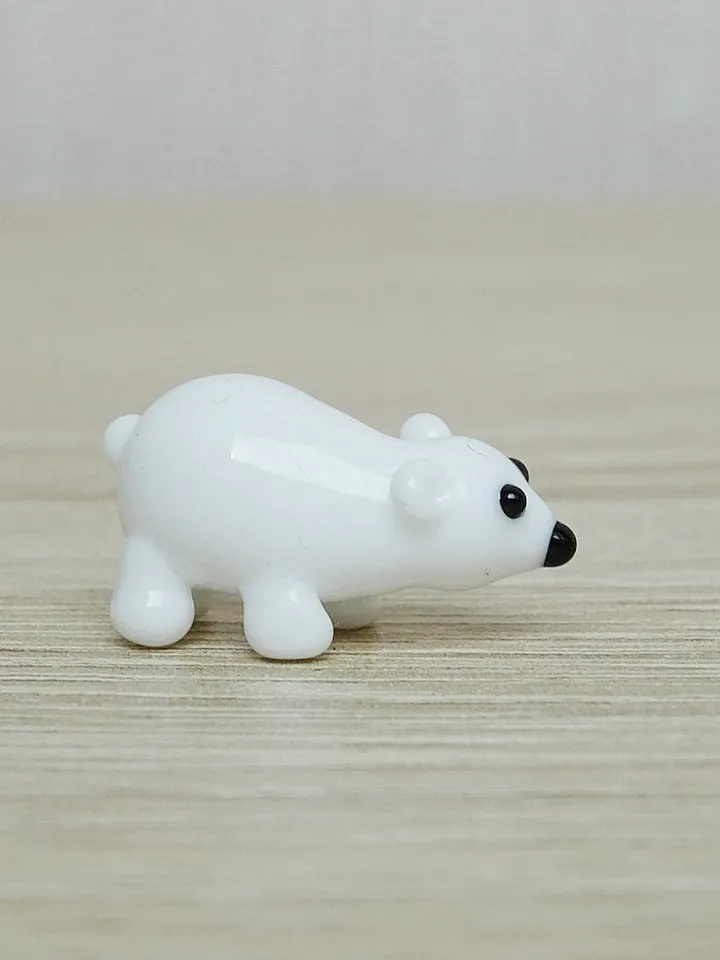 Glass figurines Polar Bear figurine Glass bear Miniature bear Tiny glass animals Blown glass art Terrarium figurines Dollhouse figurines