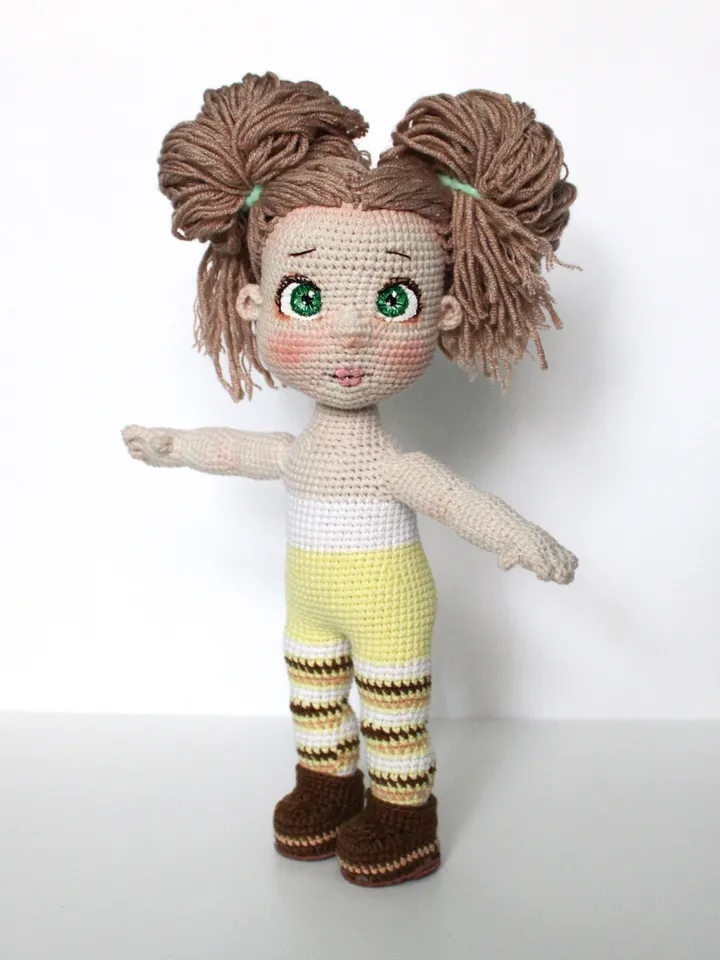 Doll crochet pattern PDF in English Amigurumi winter clothes doll DIY gift for baby girl