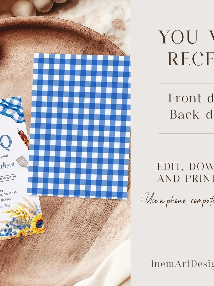 BBQ Baby Shower Invitation, Baby-q Baby Shower Invite, Boy Baby Shower, BBQ Party Baby Sprinkle Invitation, Editable Canva Template BBQ04