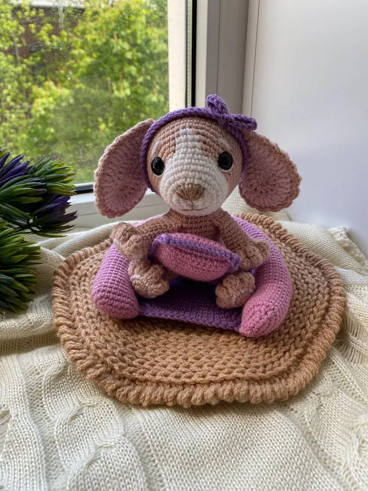 PDF Crochet pattern Spaniel Dog in a dog bed, Amigurumi dog, Crochet puppy, dog crochet pattern, puppy crochet pattern, Animal Toy Pattern