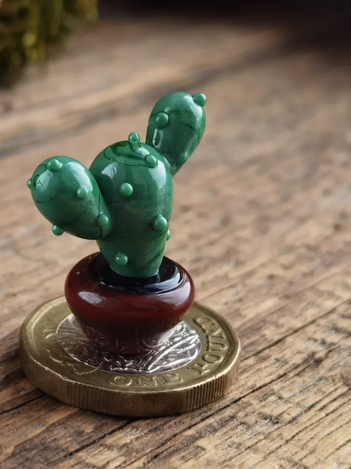 GLASS FIGURINES Cactus figurine Tiny cactus miniature cactus Blown glass art cactus ornaments Aquarium decor Cacti Succulent Dollhouse decor