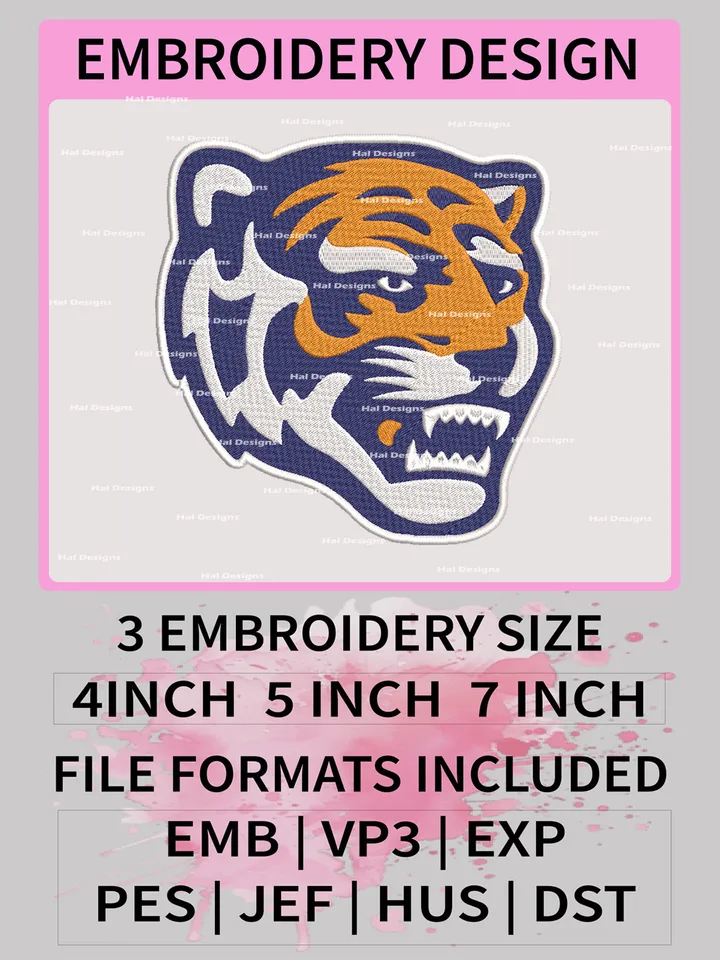NCAA Memphis Tigers Embroidery File, 3 Sizes, 6 Formats, NCAA Machine Embroidery Design, NCAA Logo, NCAA Teams