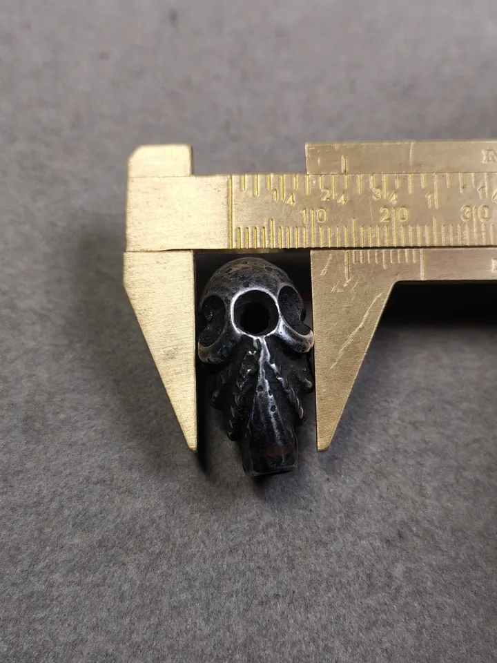 Gandhanra Tibetan Cold Iron Guru Bead,Big Skull Shape T-drilled 3-Hole Prayer Bead,Mala Bead,Connector Bead for Buddhist Bead Accessories