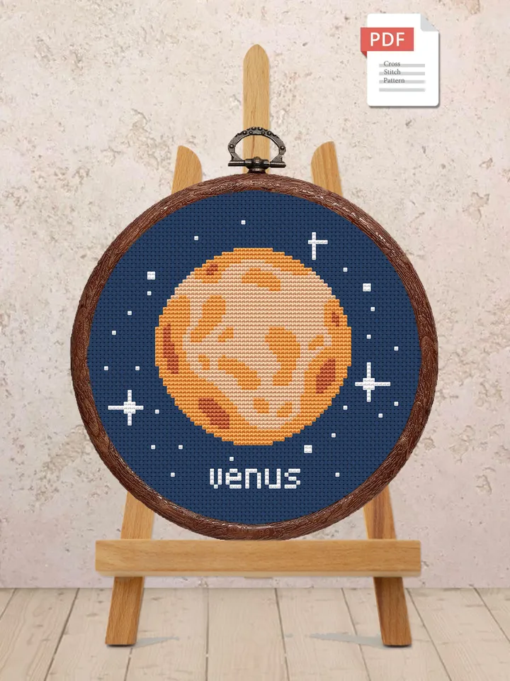 Venus Cross Stitch Pattern, Planets Cross Stitch Pattern, Venus Pattern, Space Cross Stitch Pattern, Solar System Patterns #spc002