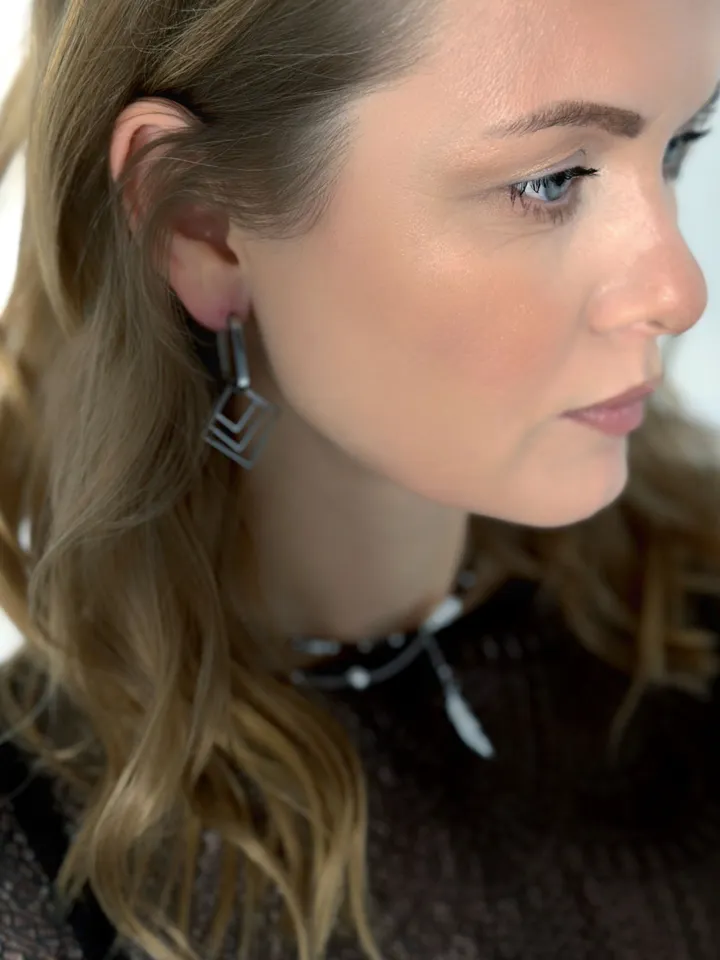Stainless steel women's earrings Geometric fashion jewelry Unique long transforming earrings Minimalist jewelry gift