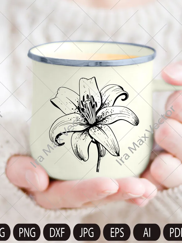 Lily Flower Svg, Lily Svg Bundle, Lily set Svg, Hand Drawn Lily Svg, Flwer Bouquet Svg, Floral Svg, Flower Wedding