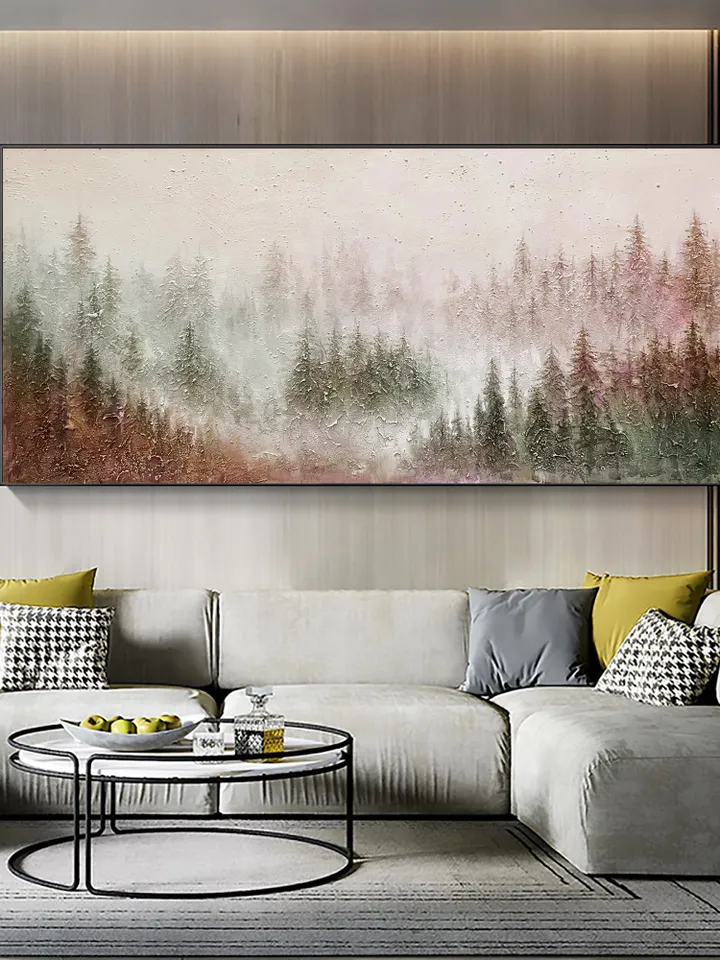 Original Colorful Forest Painting on Canvas Custom Painting Texture Wall Art Personalized Gift Giant Trees Nature Scenery Art Home Decor