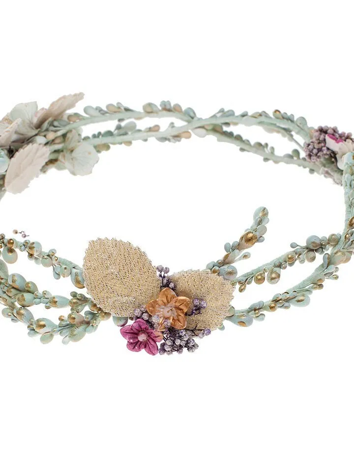 Delicate Porcelain Flower Wedding Wreath, Floral Bridal Headband, Flower Wedding Crown, Boho Headpiece, Jewelry Set, Bridal Hair Accessories