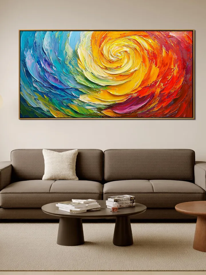Large Abstract Impasto Oil Painting, Textured Swirl Art, Colorful 3D Wall Art, Original Modern Art, Canvas Wall Art, Home Decor, Office Art