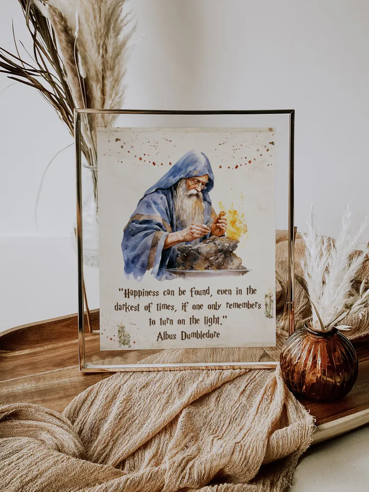 Happines can found even in the darkest of times; Magic School nursery; Wizarding World Quotes; Wizard Poster; Wizard Print; Wizard Decor